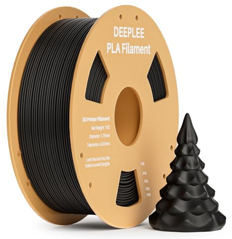 DEEPLEE PLA Filament 1.75mm, 3D Drucker Filament 1kg (2,2lbs), Maßgenauigkeit +/- 0,02 mm, Filament 3D-Druckmaterialien für FDM 3D Drucker, Schwarz