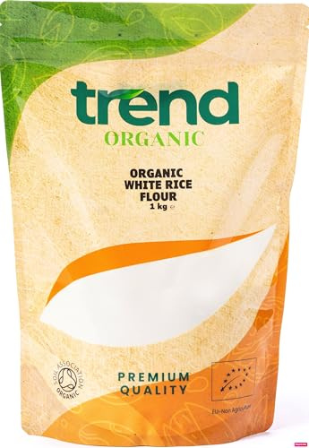 Trend Organic White Rice Flour with Mild Nutty Flavour,1kg - Ideal for Baking and Cooking with Its Nutrient-Rich Component - Certified Organic, Vegan, Non-GMO, No Additives No Preservatives, Raw