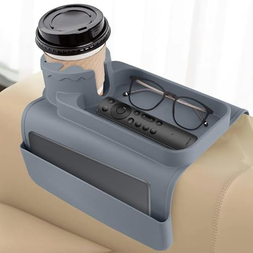 Dreamhigh® Sofa Tablett - Couch Ablage flexibel für Armlehne, Tablett für Sofa mit 48x29.5 cm, Couch Tablett Nachhaltiger Einsatz von Silikon Groß, Sofatablett Armlehne mit Getränkehalter & Fächern