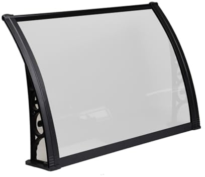 Rovss Polycarbonate Window Door Canopy 600-3000mm Transparent Outdoor Rain Awning Waterproof Rain Shelter Cover for Back Door Porch Courtyard(Cream,600x600mm)
