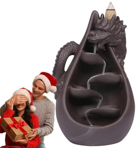 Bruciatore di incenso a flusso inverso, drago a riflusso, bruciatore di incenso cinese, sabbia viola, a cascata, drago, incensiere, porta bastoncini di incenso, decorazione per la casa, yoga, relax