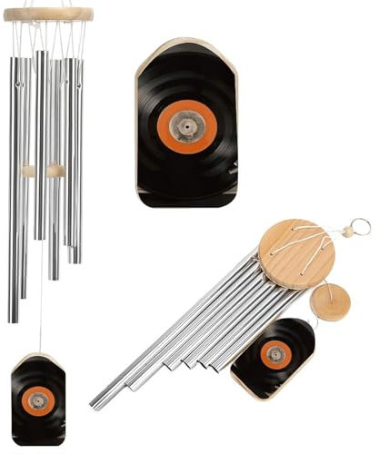Vintage-Windspiel aus Vinyl für draußen, einzigartige Aluminiumröhren, Gedenk-Windglocke, groß, tiefer Ton, Windspiel für Terrasse, Garten, Dekoration, Geschenk für Mutter, Frauen, Nachbarn