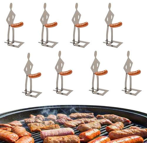 NVARUPC Lustiger Hotdog-Halter zum Grillen, tragbarer Hotdog-Bräter, wiederverwendbarer Hotdog- und Wurstständer, lustiges Geburtstagsgeschenk für Männer, Grillzubehör, 8 Stück