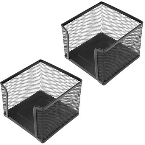 Hapivida Soporte de Malla para Notas, Dispensador de Cubo de Bloc de Notas de Metal Caja de Notas Adhesivas Tarjetero Organizador de Soporte para Oficina Hogar Escuela Organizador de Escritorio (2Pcs)