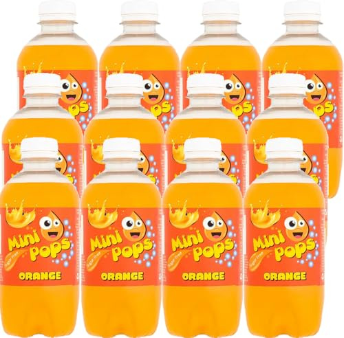 Mini Pops 330ml Sugar Free Soft Drink Bottles – Variety Flavours - Colla, Lemonade, Orange, Raspberry, Bubblegum, Dandelion & Burdock - Zic (12 x Bottles, Orange Mini Pops)