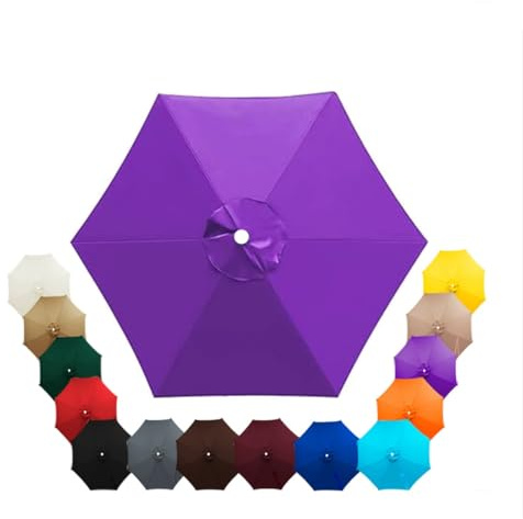 Parasol Replacement Canopy 2.5m, 2.7m, 3.5m, 6/8 Arms, Garden Umbrella Replacement Parasol Fabric, for Yard, Beach, Garden Umbrella, Canopy Only, Beige(Purple,2.5m/6-Ribs)