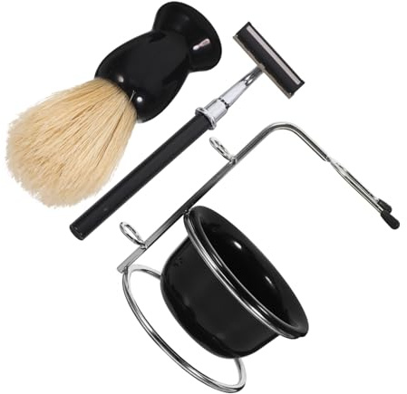 COLLBATH Manuelles Rasierset Herren Pflege Set mit Rasierpinsel Rasierschale Pinselhalter und Rasierklingen für sanfte Nassrasur und tägliche Bartpflege