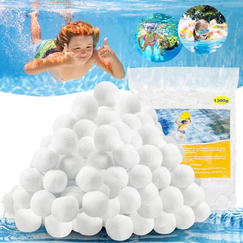 Vleuexe 1300g Balle Filtrante Piscine,Boules Filtrantes pour Piscine Balles Filtrantes Piscine Peut Remplacer 45kg Sable Filtrant,Convient à Divers Systèmes de Filtration,Filtre à Sable