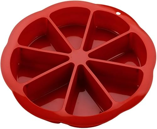 yeeplo Silicone Cake Mould Round, Silicone Baking Mould with 8 Triangles, Non-stick Silicone Tart Mould Reusable Baking Mould for Cake, Bread, Muffins Silicone Mould Cake Houndstooth (Red)