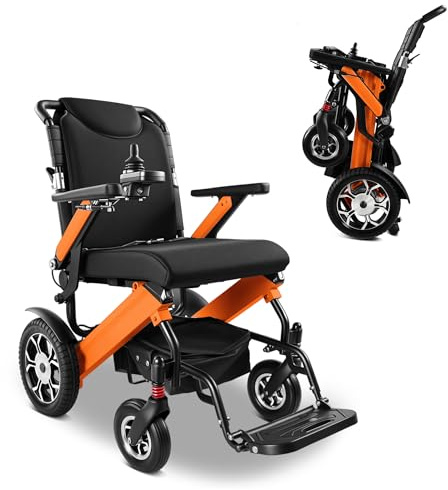 Jaxenor Elektrischer Rollstuhl Faltbar Leicht bis 150kg, 25 KM Rollstuhl Elektrisch, 500W, 6,00 km/h E-Rollstuhl, Elektro Rollstuhl Faltbar Leicht, Faltbarer Elektrorollstuhl, Seniorenmobil, Schwarz