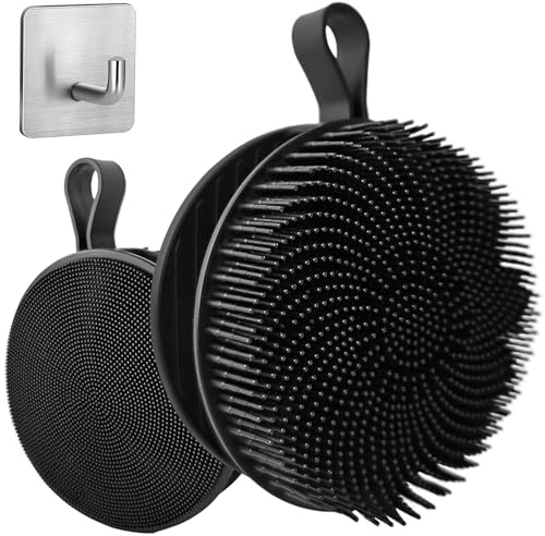 Silikon Körperbürste, Silicone Body Scrubber, Sanftes Peeling & Tiefenreinigung für die Dusche, Doppelgesicht Design mit langen & kurzen Borsten, Silikon Duschbürste für alle Hauttypen