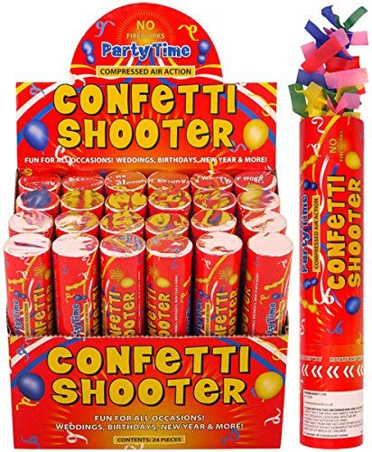 20cm Confetti Shooter Party Time. Pack of 12 Shooters.