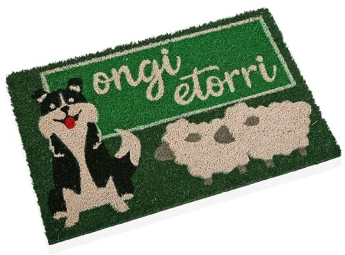 Versa Felpudo Perro de Estilo Rústico, Medidas (Al x L x An) 2 x 40 x 60 cm, Color Verde Oscuro