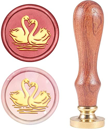 craspire Wachs-Siegel-Stempel, Jahrgang Wachssiegelstempel Schwan Retro Holzstempel Abnehmbar Messingkopf 25 mm Für Hochzeit Umschläge Einladungen Verschönerung