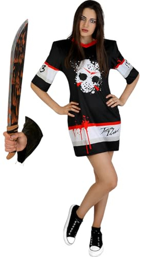 Funidelia | Friday the 13th Jason Hockey Costume With Machete for woman Horror Movies - Costume for adults, accessory fancy dress & props for Halloween, carnival & parties - Size: M - Black