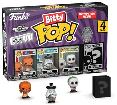 Funko Bitty POP! 4 Pack: Nightmare Before Christmas - Pumpkin King, Mayor | Offizielles Cartoon/Animation Merch - Winzige Mini Figuren mit Display Regal - Tortendeko, Mitgebsel und Wichtelgeschenk