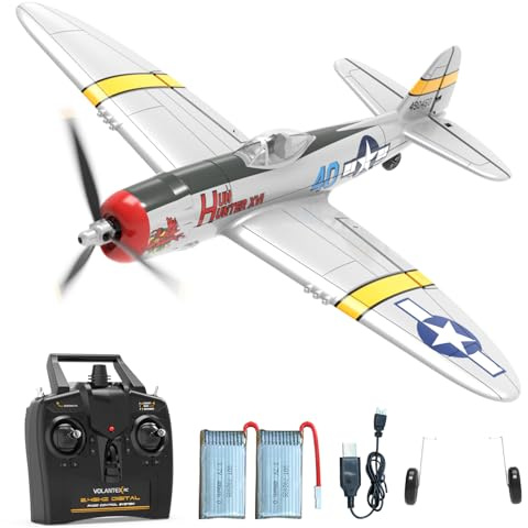 VOLANTEXRC Aereo RC 4 canali P-47 Thunder Giocattolo da caccia per aereo telecomandato, Stabilizzatore giroscopico a 6 assi da 2,4 GHz Aereo per aliante RTF, Facile da pilotare per Adulti Principianti