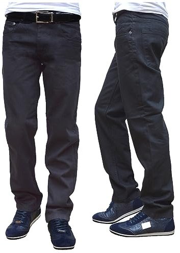 Mens Stretch Straight Leg Regular Fit Classic Basic Denim Jeans (UK, Waist & Inseam, 38, 30, Black)