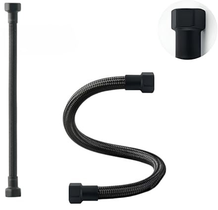 LAXARA DVGW Premium farbiger Flexschlauch schwarz und weiß 3/8 Zoll bis 1/2 Zoll ÜM beidseitig in auswählbaren Stilen (3/8 Zoll Schwarz | Schwarz Matt, 50 cm)