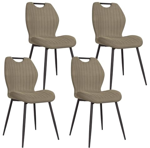 JIJIAN Pack de 4 Sillas de Comedor, Sillas de Cocina, Silla Tapizada, Silla de Salón, Respaldo de Tela y Patas de Metal, Ideal para Comedores, Cocinas y Salones, Caqui
