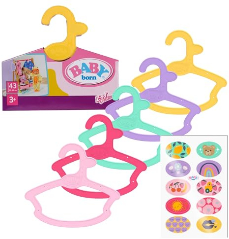 BABY born 5 appendiabiti per bambole - Materiale riciclato - Accessori per bambole di alta qualità - Accessori adatti a bambole di 43 cm