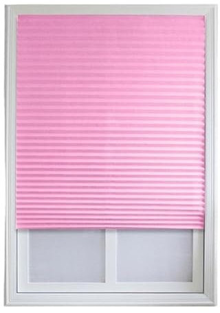 QWWQYDY Plissee Ohne Bohren Selbstklebende Plissee-Jalousien, Vorhänge, Wohnzimmer, halbverdunkelnde Fenstervorhänge for Badezimmer, Balkon, Jalousien(Pink)