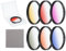 sourcing map Kit de 6 filtres de couleur graduels de 72 mm pour objectif d'appareil photo avec étui et chiffon de nettoyage pour appareil photo SLR, orange, jaune, bleu, violet, rouge, gris