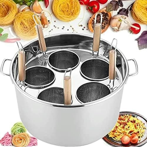CVNIMV Ollas múltiples, Olla para Pasta de Acero Inoxidable con colador, Olla con vaporera y colador, Juego de Olla para Pasta con Tapa, 3 Agujeros ()