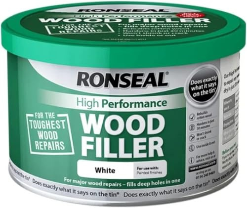 High Performance Wood Filler White – Interior Exterior Multi-Depth Repair – Epoxy Strength – Drillable No Shrink Timber Fix (275g)