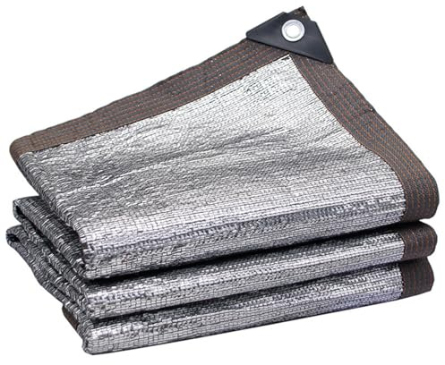 Tela de sombra de aluminio de 1 x 2 m, lona de malla reflectante para jardín y patio, protección UV, cubierta de sombra con ojales, perfecta para plantas, invernaderos y aves de corral