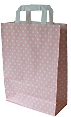 Papiertragetaschen mit Flachhenkel Punkte ROSÉ - Verschiedene Größen und Mengen (32 + 12 x 40 cm, 100 Stück)