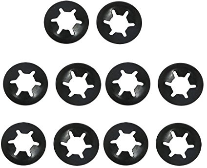 sourcing map Interno Diente Estrella Arandelas M6 X 14mm 65Mn Negro Óxido Acabado Presión Seguridad Arandela Bloqueo Clips Sujetador 10 Piezas