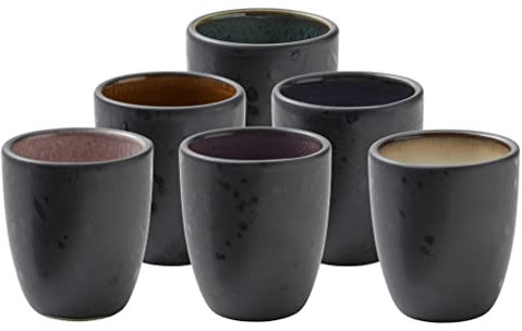 Bitz Set di 6 tazzine da caffè ed espresso, in gres, da 10 cl, lavabili in lavastoviglie