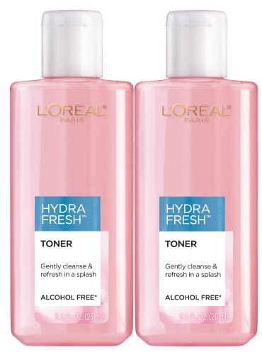 L'Oreal Paris Skincare HydraFresh Toner Face Toner with Pro-Vitamin B5 for a Smoother, Brighter Complexion, 2 Count