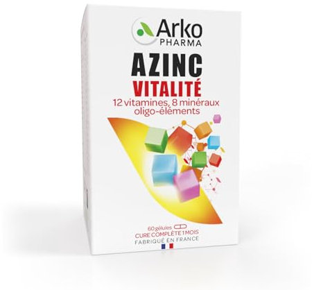 Arkopharma - Azinc Vitalité - Réduit la fatigue due au surmenage, soutient les performances intellectuelles, dès 15 ans - 60 gélules