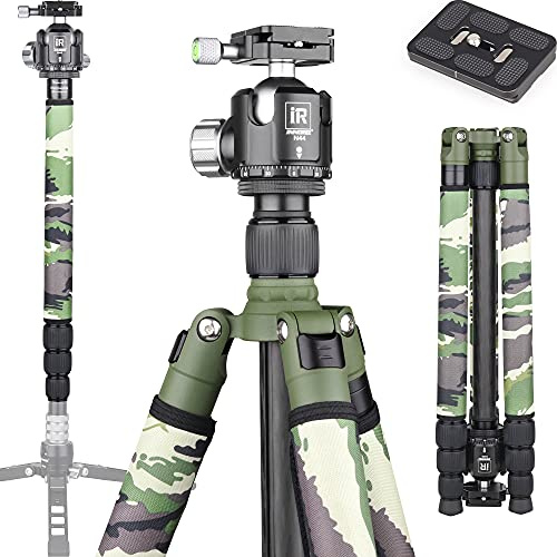 INNOREL RT75CG Trépied Professionnel en Fibre de Carbone 2 en 1 pour Voyage et rotule Charge maximale 20 kg Tube Max 29 mm Support de caméra Robuste avec Colonne Centrale N44 RT75CG + N44 172 cm