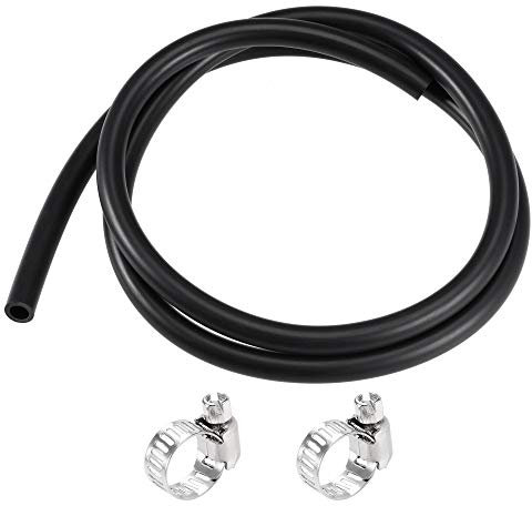 sourcing map Lubricating Oil Hose 6mm(1/4) ID 9mm OD 3.3ft Rubber Water Hose Black, 2 Clamps