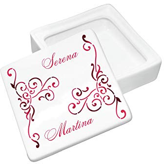 Caja de porcelana cuadrada – Greca – personalizada, fabricada en Italia