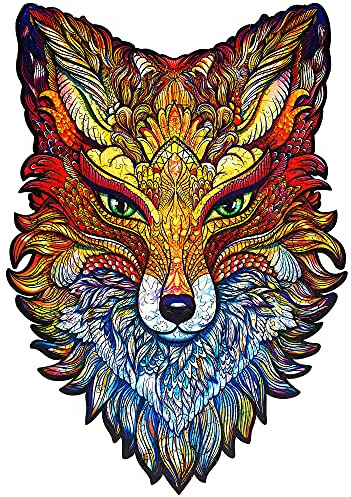 UNIDRAGON Original Holzpuzzle — Feuriger Fuchs, 197 Teile, Mittel 8.6 x 12.5 Zoll (22 x 32 cm) Schöne Geschenkverpackung, Einzigartige Form Erwachsene und