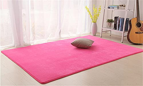 Alfombra de Terciopelo Coral Grueso de Color sólido Calidad Rosa roja grande Suave Lavable Antideslizante Grande Rugs Minimalista Moderna Sala De Estar Dormitorio Tatami Gateando Estera -60×90cm