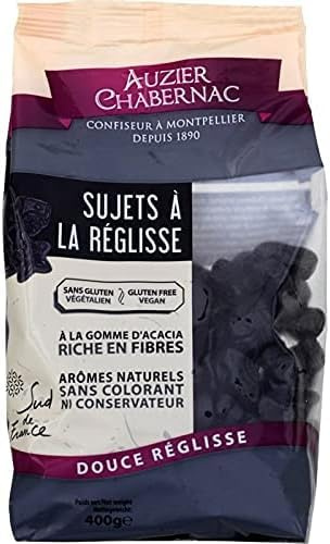 AUZIER CHABERNAC Petits Sujets à la réglisse - Confiserie de Tradition : (Sac 400g - Gomme arabique : Lot de 1)