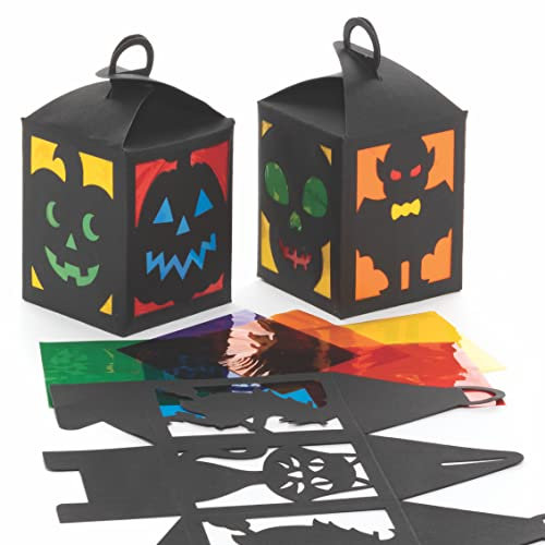Baker Ross FE767 Kit de Lanterne Enfant effet Vitrail motif Halloween - Lot de 4, Lanterne Enfant, Kit Fabrication Papier, Loisirs Creatifs Enfants
