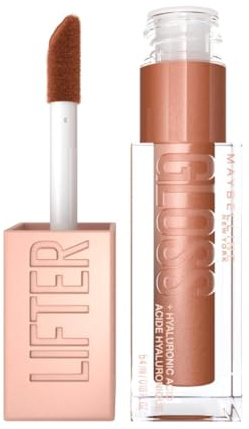 Maybelline Lifter Gloss Bronzed Lip Gloss, Lasting Hydration Formula With Hyaluronic Acid, Non Sticky, 018 Bronze