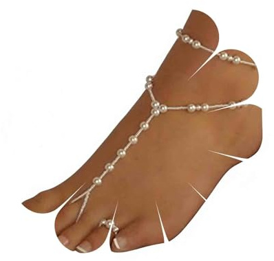 Yheakne Boho Pearl Barefoot Sandal Anklet Gold Pearl Ankle Bracelet Toe Ring Anklet Vintage Summer Foot Chain Jewelry for Women and Girls (2 Layer)