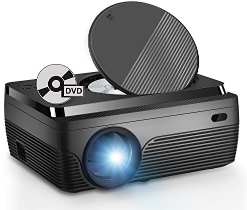 DVD Projector Portable Built in DVD Player HD 1080P Supported Movie Projector for Outdoor Use Compatible with HDMI, USB, AV, TF, VGA, TV Stick