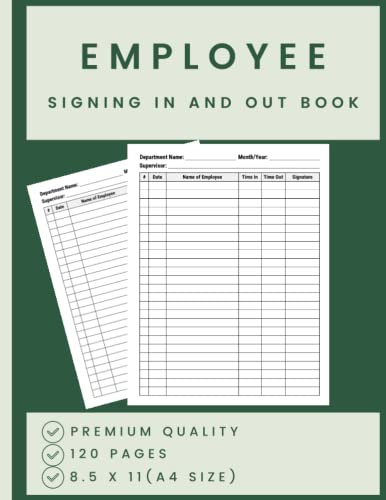 Employee Signing In And Out Book: Employee Sign in Book for Business, Workplace, Office, Security to Record up to 3000 Forms | A4 Large Staff Sign in and Out Log Book.