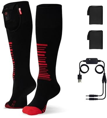 G-HEAT - Chaussettes chauffantes Outdoor - Mixtes - Epaisses - Douces. Usages : Sports d'hiver, Rando, équitation, Ville, Travail, Bien-être. Fournis avec 1 Paire de Batteries et câble de Recharge