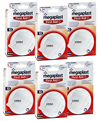 Lot de 6 paquet de 10 compresse de gaze stérile - Format : 20 x 20 cm -JUANIO-