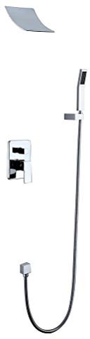 Wandmontiertes Duschsystem, Duscharmatur-System-Set, Badezimmer-Messinghahn, Unterputz-Regendusche, Mischbatterie, Badewannenarmatur, Wasserfall-Duschkopf mit Brauseschlauch-Set, Chrom Decoration