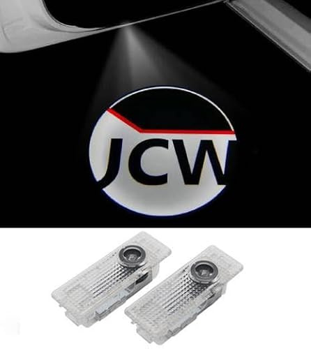 Duleutgnu Confezione da 2 luci LED per interni delle portiere dell'auto con logo, luci per porte interne, proiettore fantasma, luci di benvenuto per atmosfera, accessori (per JCW)